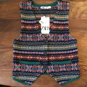 Zara jacquard knit wool vest